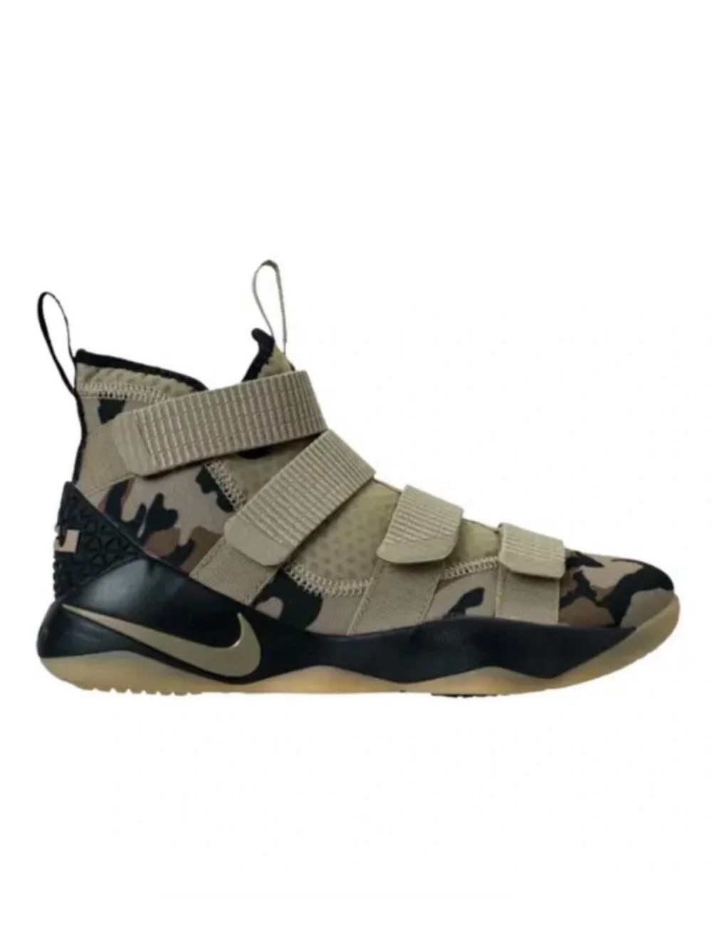 Nike | Youth Green Camo LeBron Zoom Soldier XI Velcro Strap Ankle Sneakers Sz 6Y